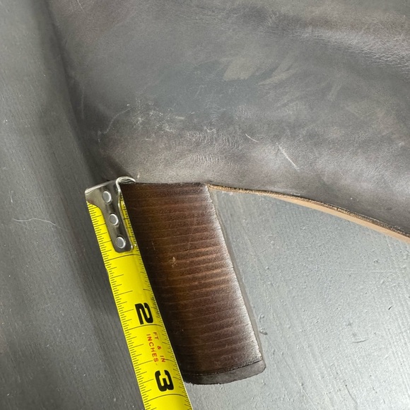 Chloe Gray Leather Wooden Heel Tall Boots - Picture 9 of 10